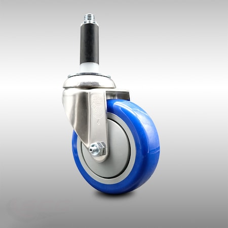Service Caster 4 Inch 316SS Blue Polyurethane Wheel Swivel 3/4 Inch Expanding Stem Caster SCC-SS316EX20S414-PPUB-BLUE-34
